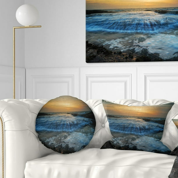 Designart CU10501-26-26 Rushing White Waves Modern Beach Cushion Cover for Living Room Sofa Throw Pillow 26 in in x 26 in 
